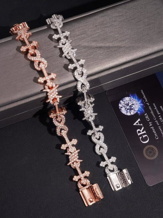 Other - Thorn+Cross Infinity Cuban Bracelet S925 Silver Iced Out VVS Moissanite
